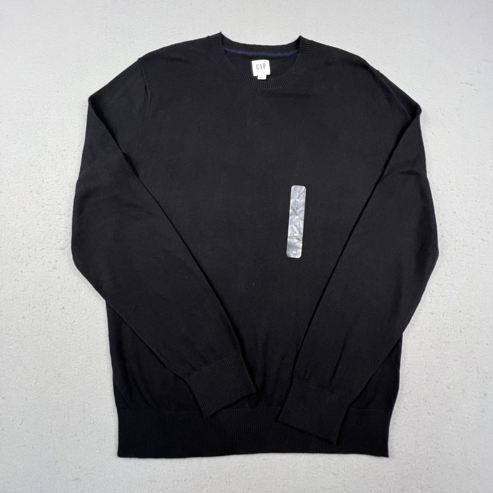 Gap Core Cotton Sweater Mens Medium Black Crewneck Long Sleeve Knit Minimalist